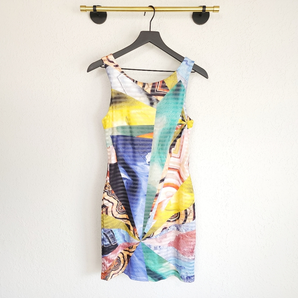Desigual XS Sleeveless Artistic Abstract Stretch Pinafore Minerva Mini Dress